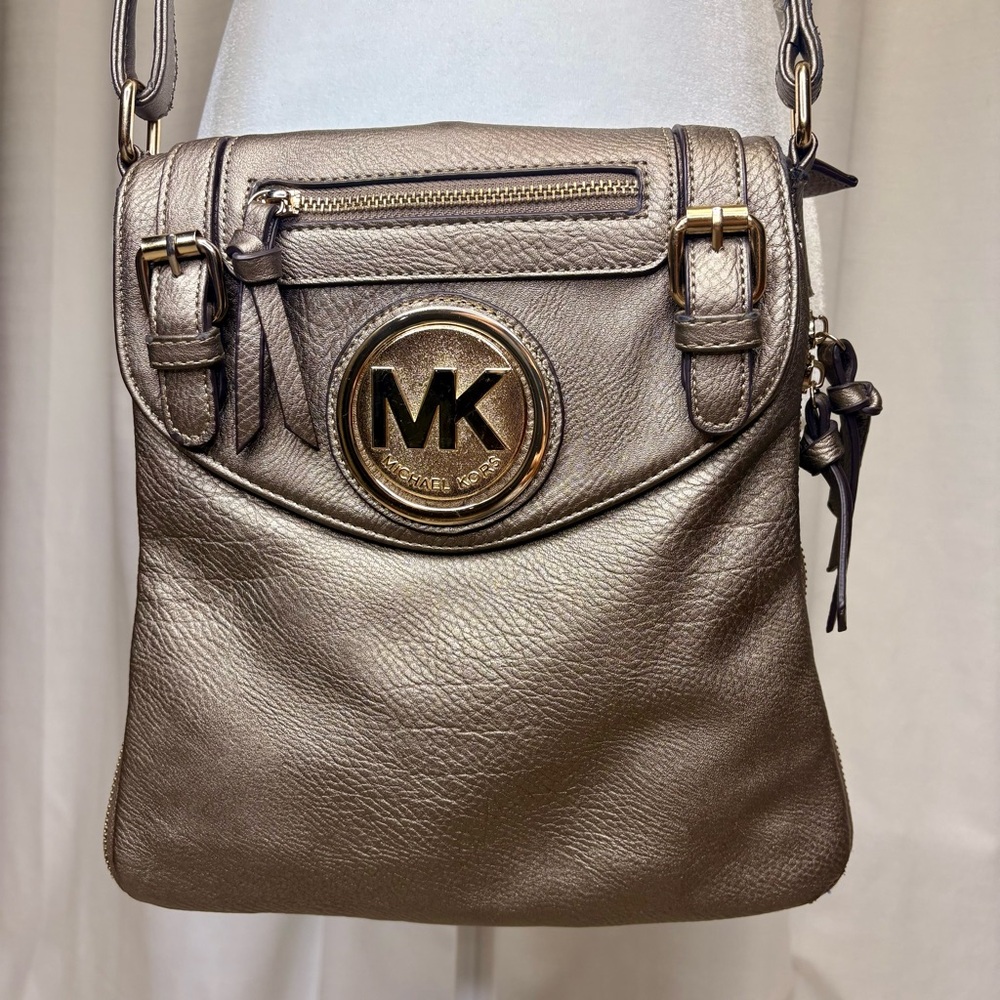 Michael Kors Bronze/Gold Crossbody Bag with Metallic Finish